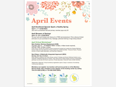 April's Events in Dexter and Chelsea Wellness Centers