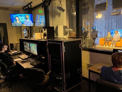 Working together inside the Video News Production classes at Saline High School