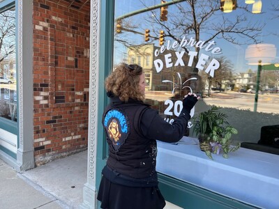 Helping to celebrate 200 years of Dexter with some cool window art