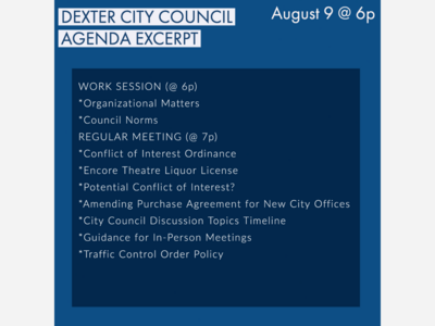 Dexter City Council Virtual Work Session and Meeting