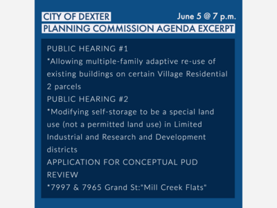 City of Dexter Planning Commission Public Hearings and Meeting