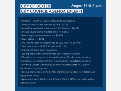 City of Dexter City Council Public Hearing and Meeting