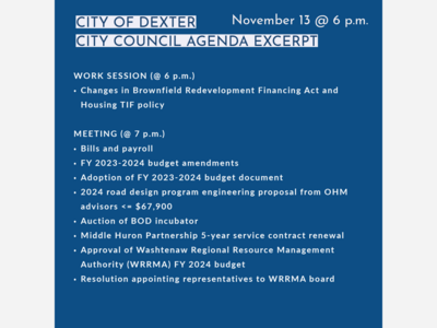 City of Dexter City Council Work Session and Meeting