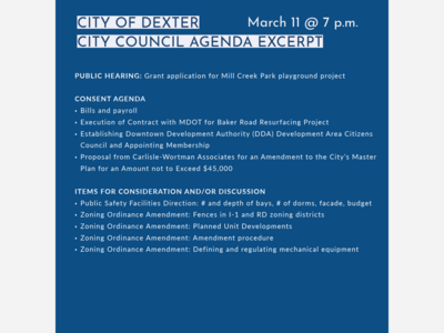 City of Dexter City Council Public Hearing and Meeting