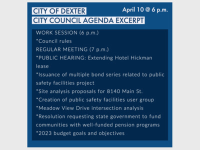 City of Dexter City Council Work Session, Public Hearing, and Meeting
