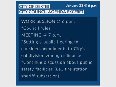 City of Dexter City Council Work Session and Meeting