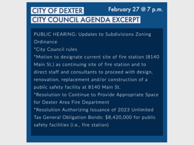 City of Dexter City Council Meeting and Public Hearing