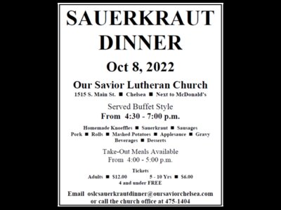 Sauerkraut Dinner Our Savior Lutheran Church 