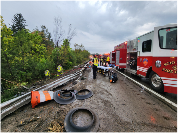 Tractor Trailer Crashes hit I-94