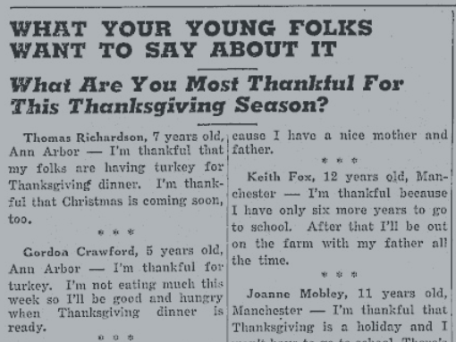 Life Back Then: What Kids Were Thankful For in 1948