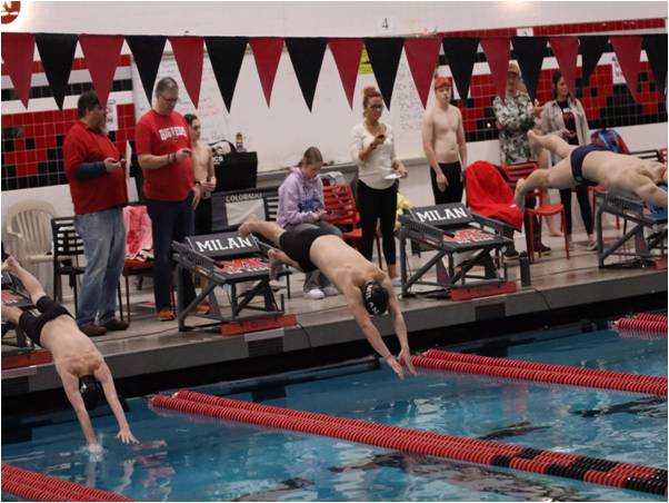 Milan Boys Swim and Dive Defeat Detroit County Day