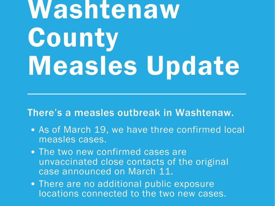 Washtenaw County Confirms Third Measles Case, Outbreak Declared