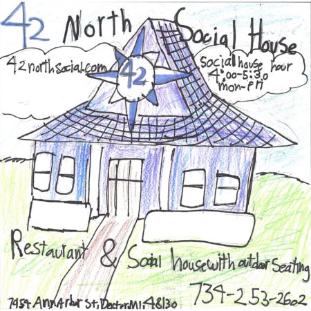 Student drawn ad for 42 North Social