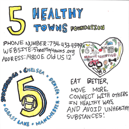Student drawn ad for 5 Healthy Towns