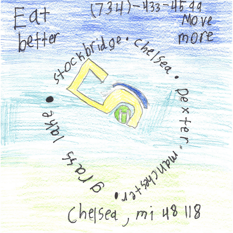 Student drawn ad for 5 Healthy Towns