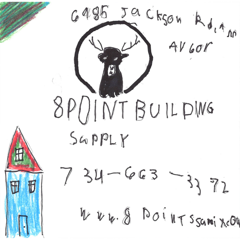 Student drawn ad for 8 Point Building Supply