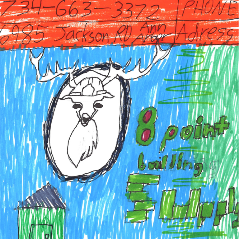 Student drawn ad for 8 Point Building Supply