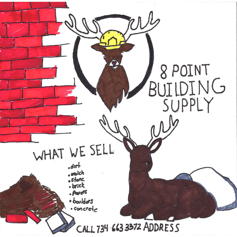 Student drawn ad for 8 Point Building Supply