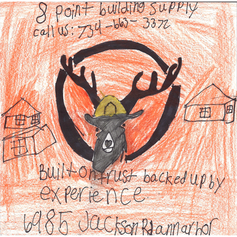 Student drawn ad for 8 Point Building Supply