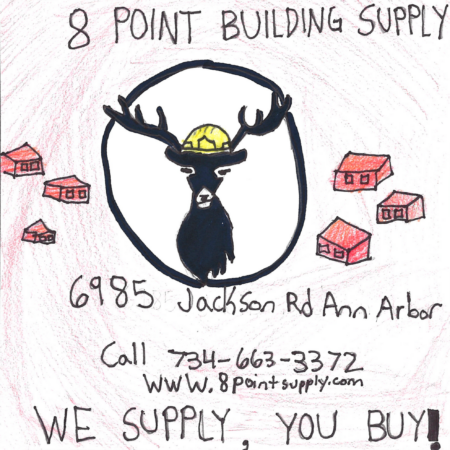 Student drawn ad for 8 Point Building Supply