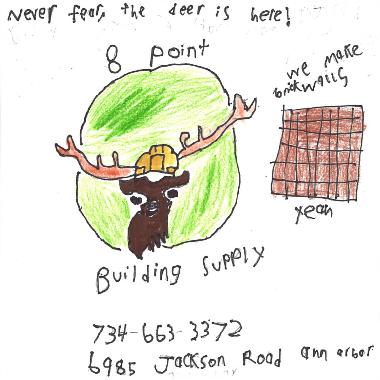 Student drawn ad for 8 Point Building Supply