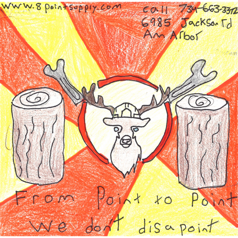 Student drawn ad for 8 Point Building Supply