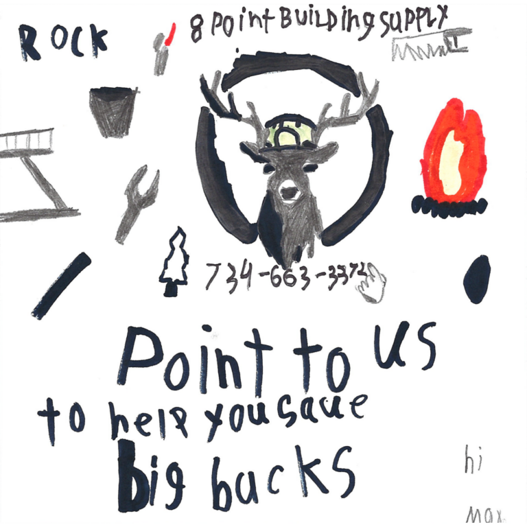 Student drawn ad for 8 Point Building Supply