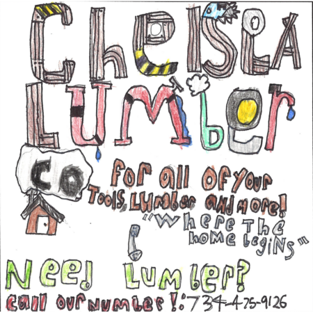 Student drawn ad for Chelsea Lumber