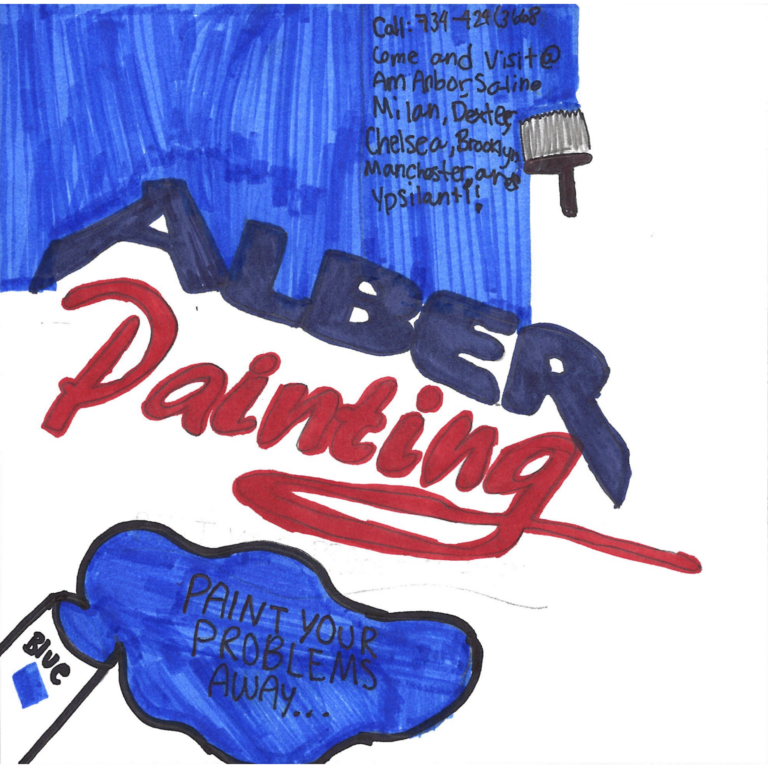 Student drawn ad for Alber Painting