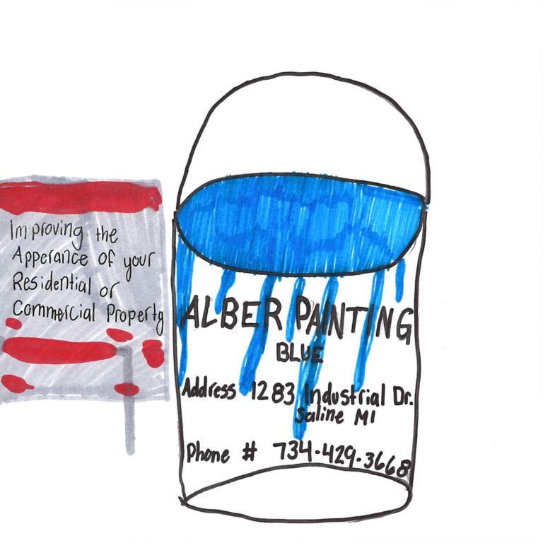 Student drawn ad for Alber Painting