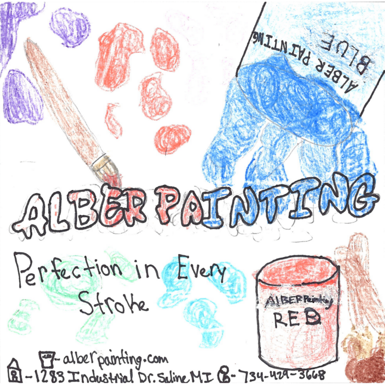 Student drawn ad for Alber Painting