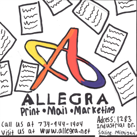 Student drawn ad for Allegra Marketing