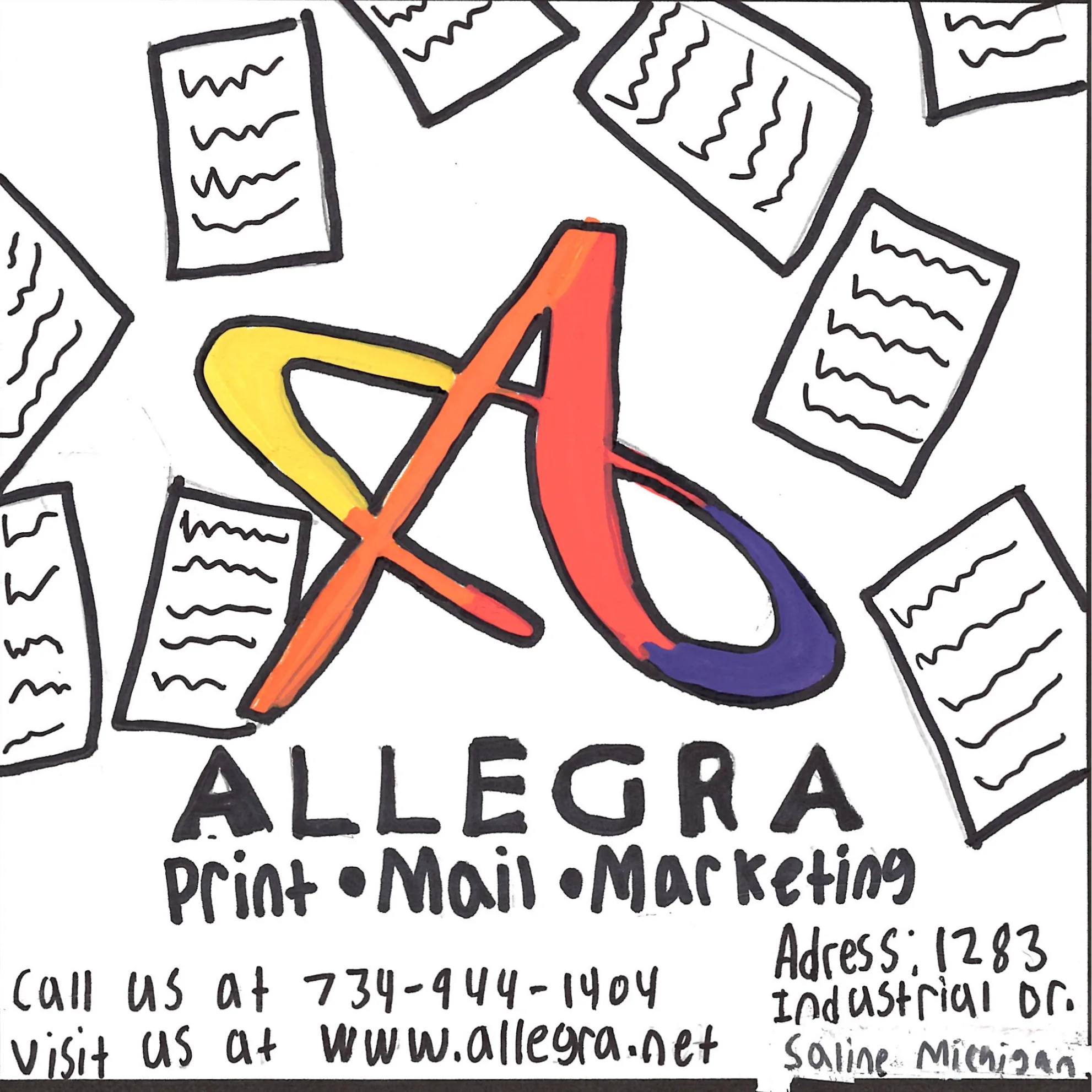 Student drawn ad for Allegra Marketing