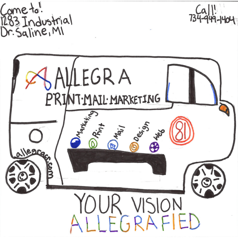 Student drawn ad for Allegra Marketing