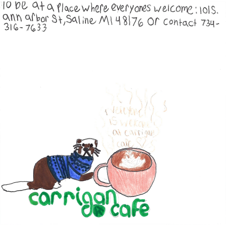 Student drawn ad for Carrigan Cafe