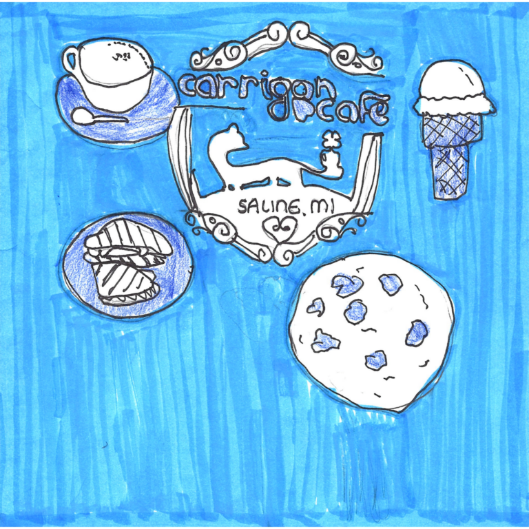 Student drawn ad for Carrigan Cafe