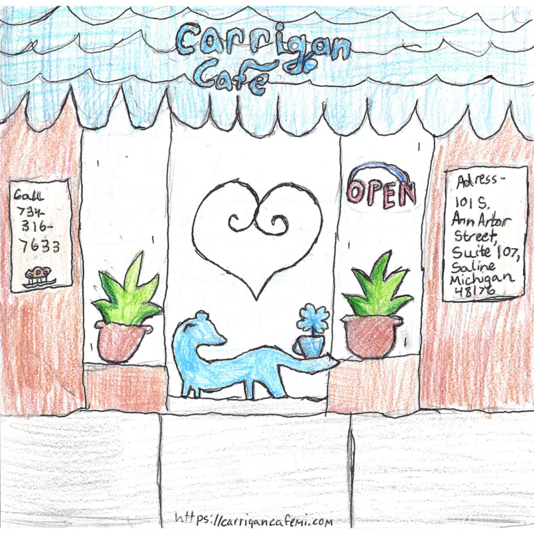 Student drawn ad for Carrigan Cafe