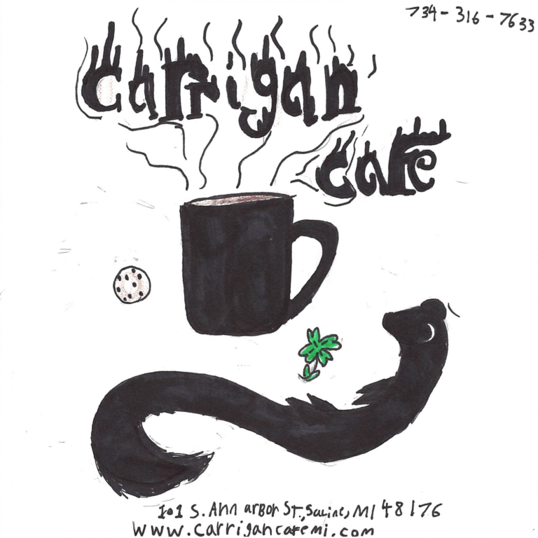 Student drawn ad for Carrigan Cafe