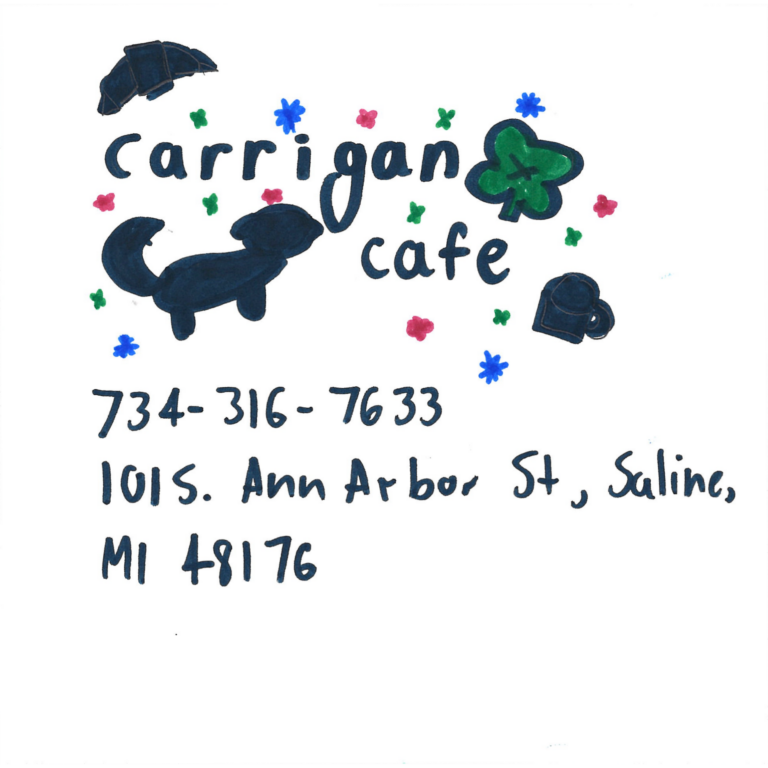 Student drawn ad for Carrigan Cafe