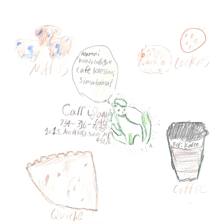 Student drawn ad for Carrigan Cafe