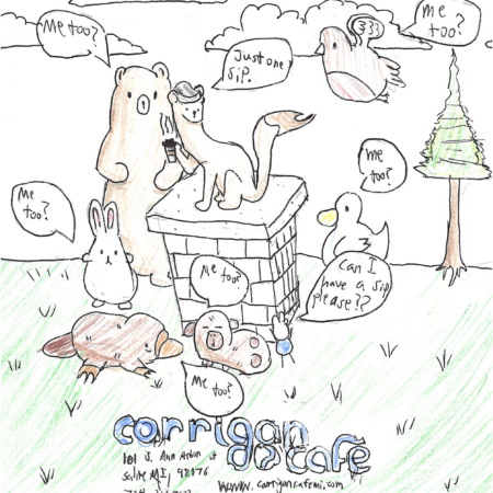 Student drawn ad for Carrigan Cafe