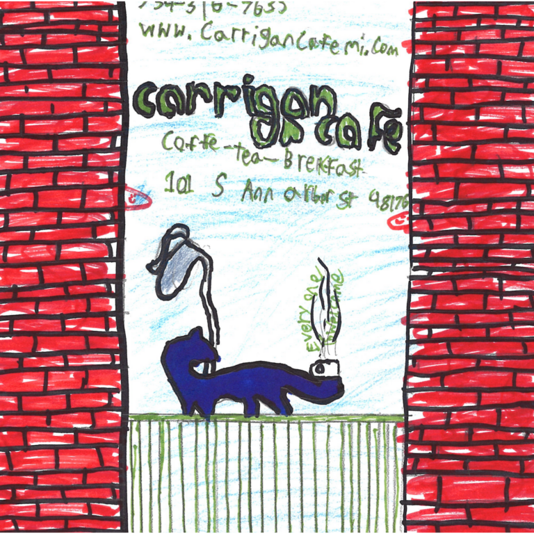 Student drawn ad for Carrigan Cafe