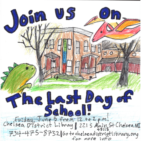 Student drawn ad for Chelsea District Library
