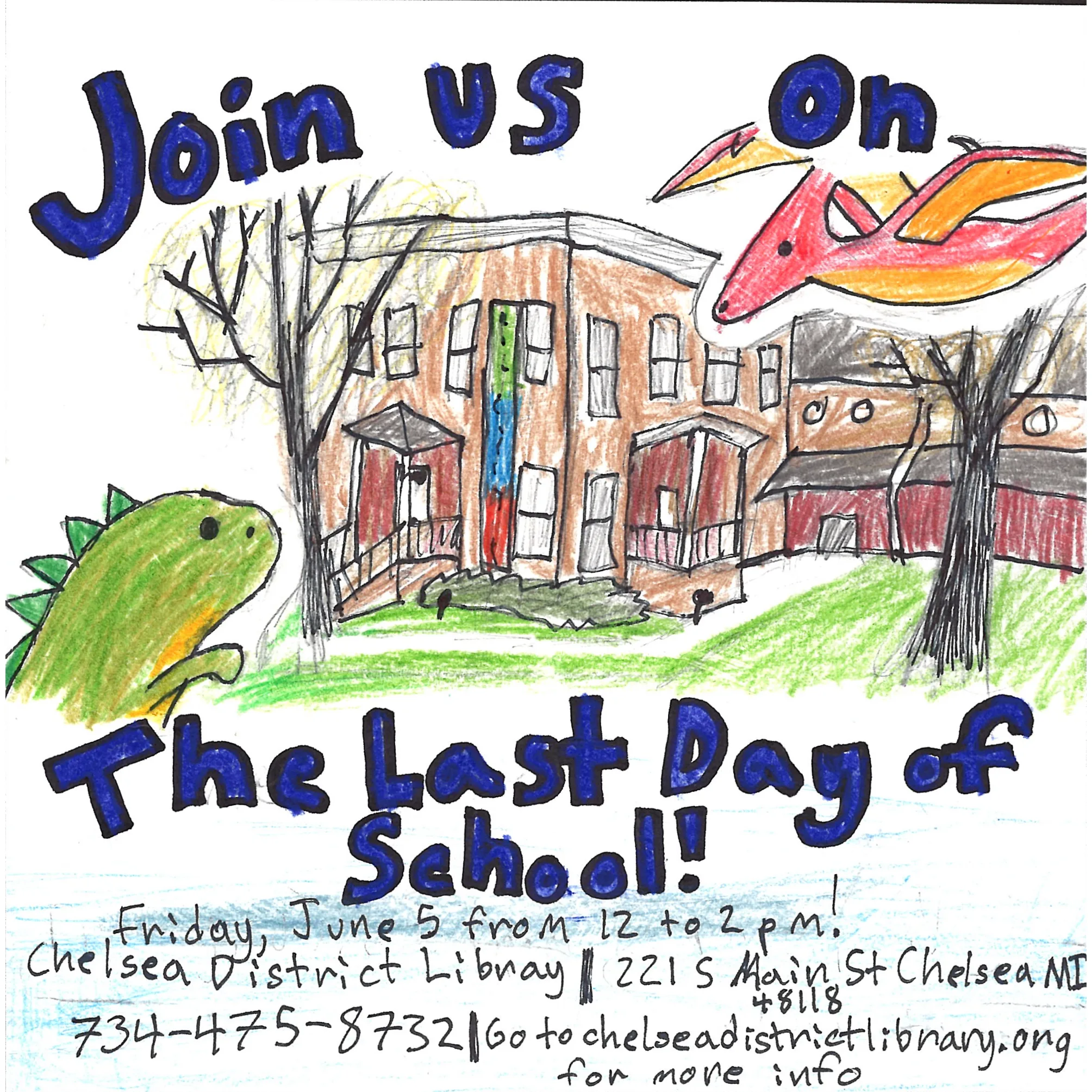 Student drawn ad for Chelsea District Library