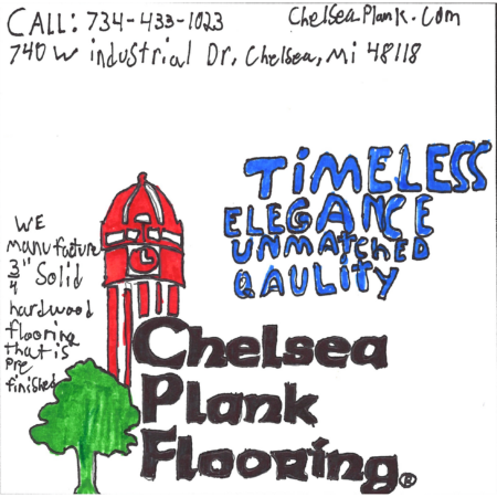Student drawn ad for Chelsea Plank Flooring