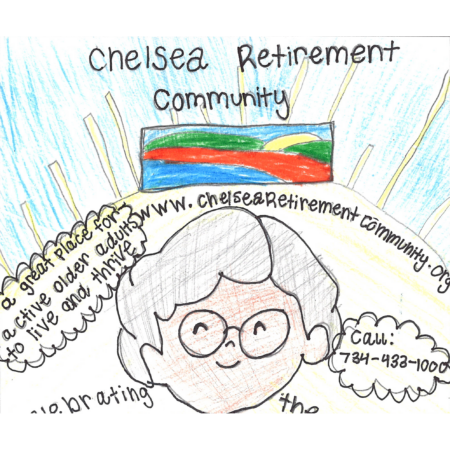 Student drawn ad for Chelsea Retirement Community