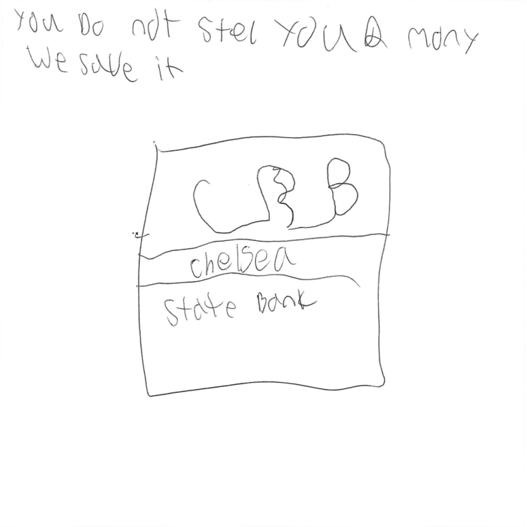 Student drawn ad for Chelsea State Bank