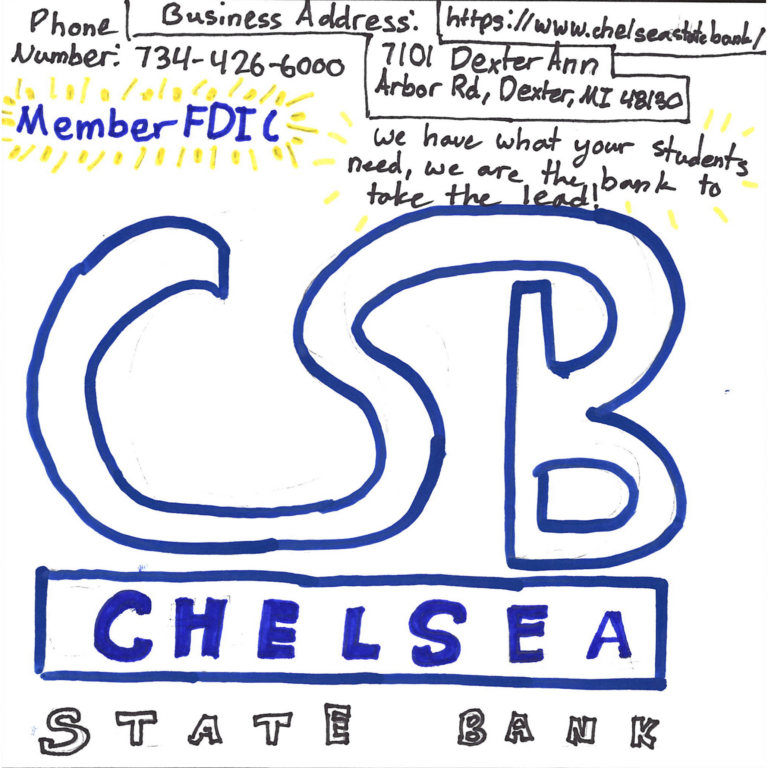Student drawn ad for Chelsea State Bank