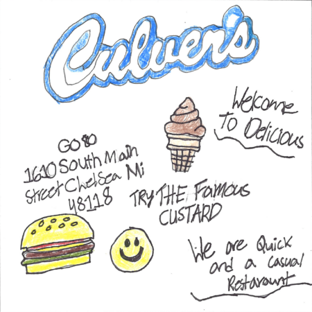 Student drawn ad for Culver's Chelsea