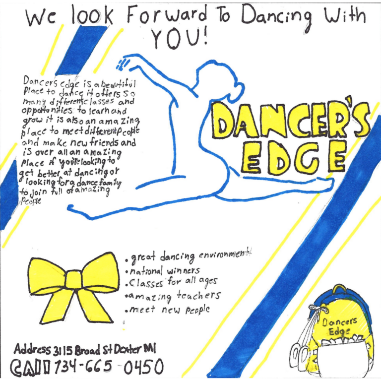 Student drawn ad for Dancer's Edge